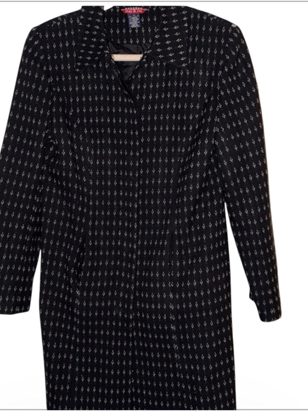 mac & jac Navy and White Patterned light weight trench coat. Preowned Sz 10